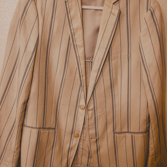 INC International Concepts Beige Striped Blazer - Picture 1 of 3